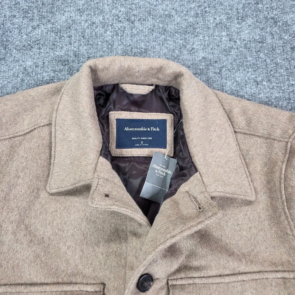 Abercrombie & Fitch Men's Wool Blend Shirt Jacket Shacket Brown Size Small NEW